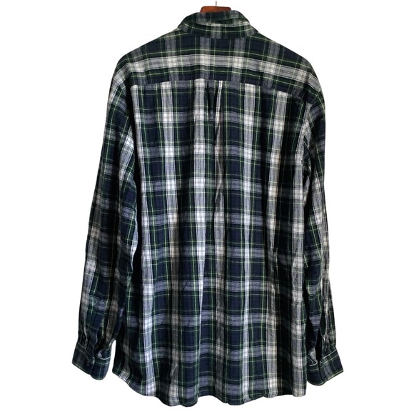 LLBean Traditional Fit Flannel Shirt XXLTall Plaid Long Sleeve Cotton - Picture 9 of 11